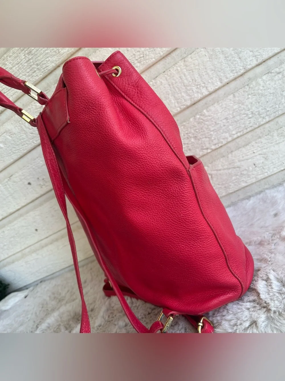 TORY BURCH Hot Pink Amanda Marion Drawstring Large Backpack Shoulder Bag